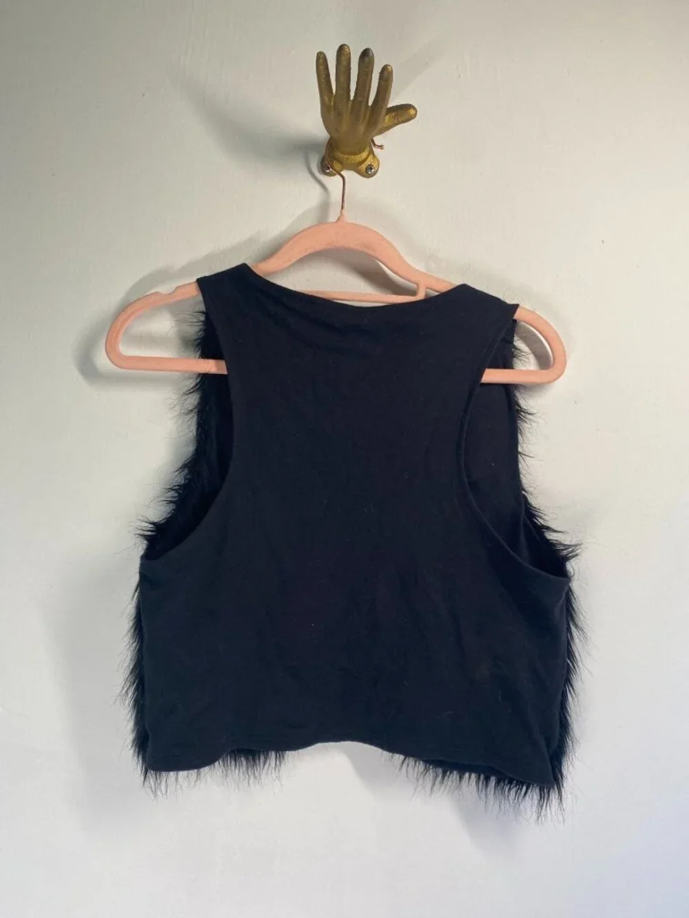 Justice Girls Black Faux Fur Vest Size 12/14 Modacrylic Polyester Blend